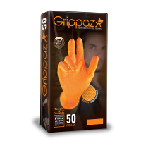 GRIPPAZ 50PK TOUGH ORANGE NITRILE GLOVES- MED (10 PACKS)