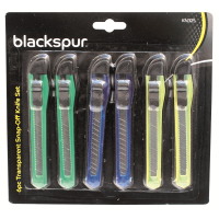BLACKSPUR 6PC TRANSPARENT SNAP OFF KNIFE SET