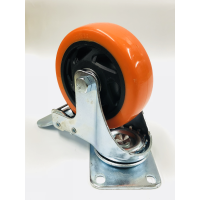 MARKUP 4" ORANGE CASTOR WHEEL SWIVEL WITH BRAKE