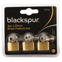 BLACKSPUR 3PC 18MM BRASS PADLOCKS