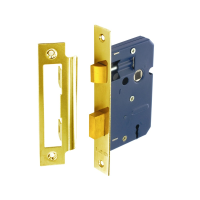 SECURIT 3 LEVER 63MM SASH LOCK BRASS PLATED WITH 4 KEYS