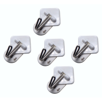 AMTECH 5PC SMALL REMOVABLE SELF-ADHESIVE METAL HOOK SET