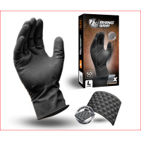 RHINO GRIP BLACK X-LARGE NITRILE GLOVES - PACK OF50