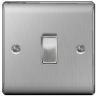 BG Nexus Metal Brushed Steel Light Switch 1G 2W