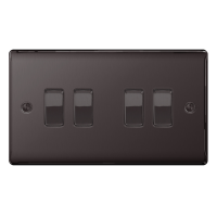 BG Nexus Metal Black Nickel Light Switch 4G 2W