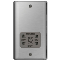 BG Nexus Metal Brushed Steel Shaver Socket Grey Inserts