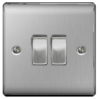 BG Nexus Metal Brushed Steel Light Switch 2G 2W