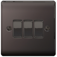 BG Nexus Metal Black Nickel Light Switch 3G 2W