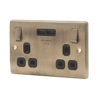 BG Nexus Antique Brass 13A Sp 2Gang Sw Socket+2XUSB(3.1A)