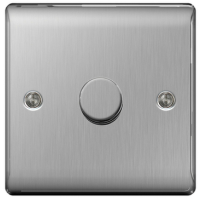 BG Nexus Metal Brushed Steel Dimmer Switch Halogen/LED