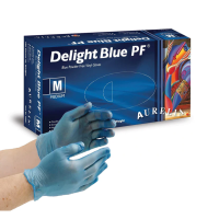 AURELIA DELIGHT PF BLUE VINYL GLOVES - SMALL (PACK OF 100)