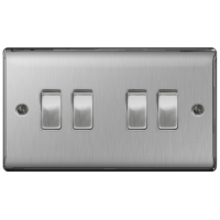 BG Nexus Metal Brushed Steel Light Switch 4G 2W