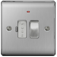 BG Nexus Metal Brushed Steel 13A Switched Spur Neon