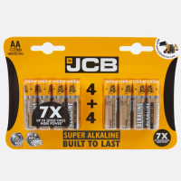 JCB 8 PACK AAA SUPER ALKALINE BATTERIES 1.5V