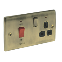 BG Nexus Antique Brass 45A Cooker Switch +Inds