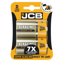 JCB 2 PACK D SUPER ALKALINE BATTERIES 1.5V
