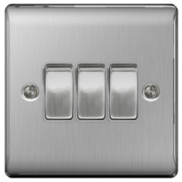 BG Nexus Metal Brushed Steel Light Switch 3G 2W